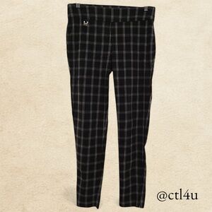 Chic Plaid Slim Black Pants Office Siren Academia Preppy Trousers Black Size M